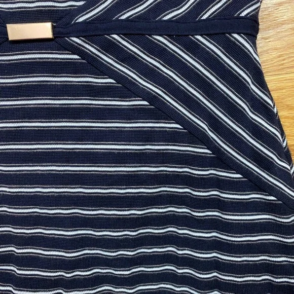 Ann Taylor Striped Sheath Dress Women 6 Navy White Nautical Career Classic Chic - Picture 8 of 8